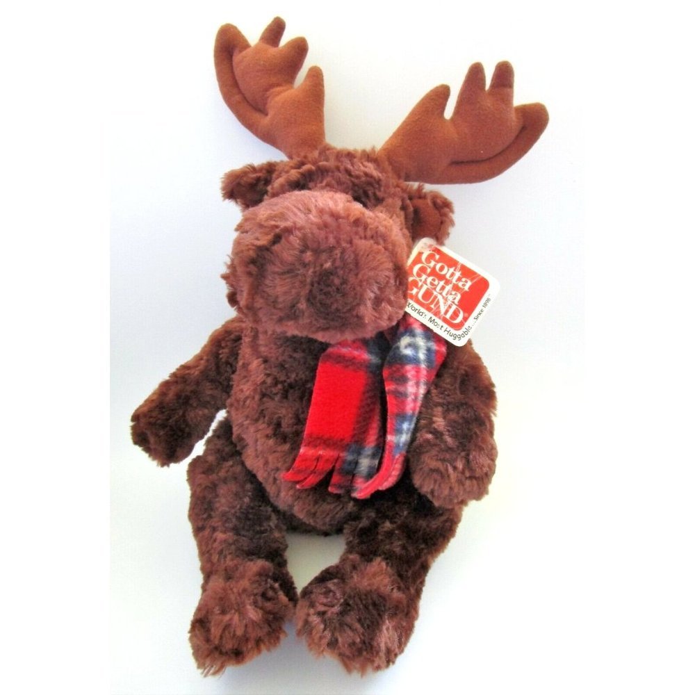 Vintage GUND Reindeer Maximus 44268 Plus Collection - Red Plaid Scarf Tag Lovey - Picture 1 of 6